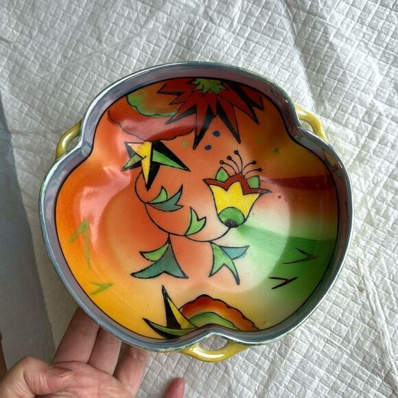 Vintage Other - Vintage painted dish from Japan - yellow orange and green